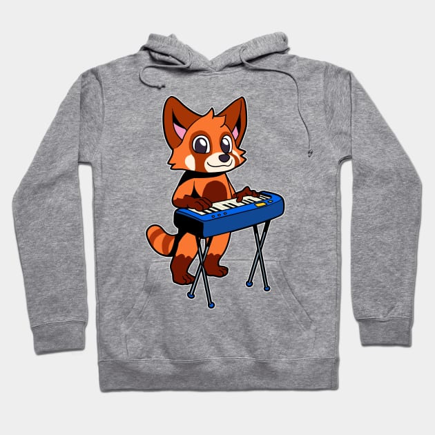 Cartoon red panda plays keyboard Hoodie by Modern Medieval Design